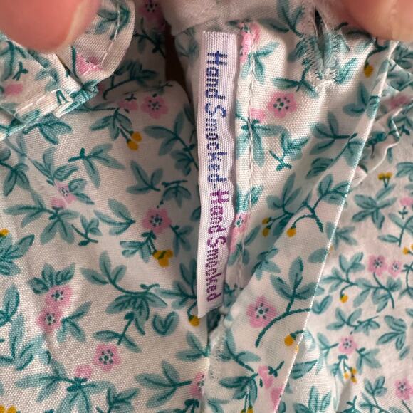 Heskia Vintage Hand Smocked Embroidered Floral Collar Dress 12 Months Baby Girl - Picture 4 of 5